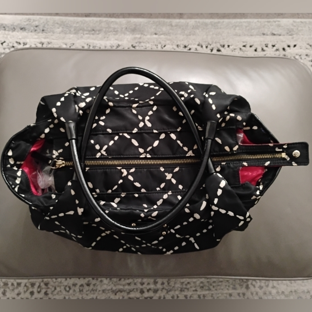Kate Spade Sew Be It Stevie Lattice Print Shoulder Bag in Black & White - Picture 14 of 16